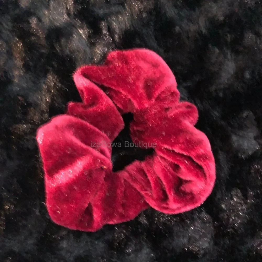 Deep Red Velvet Scrunchie   (kids)  SC2712  Handmade NWT Boutique